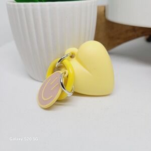 Yellow Heart and Smiley Face Charm Cute Bag Purse‎ Keychain Women Girl NWOT